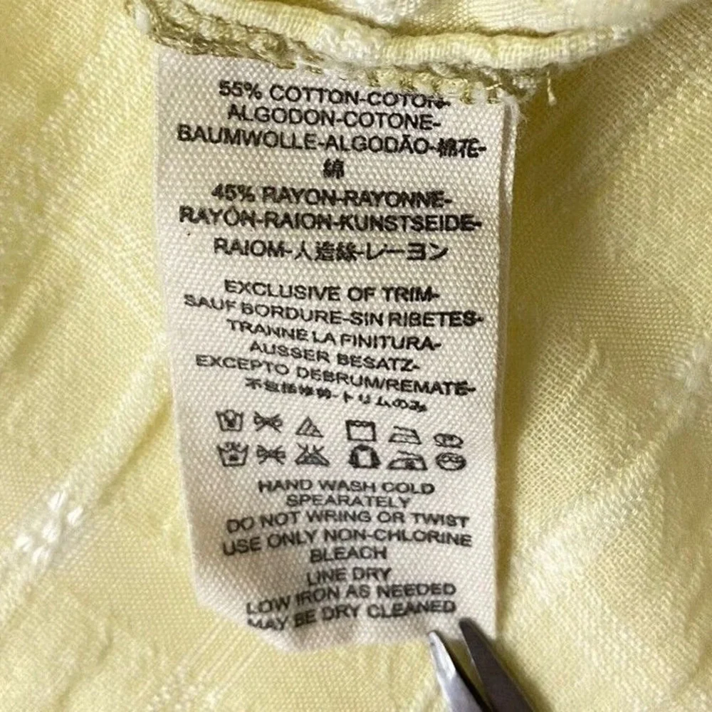 Free People Womens S Butter Yellow Loveland Windowpane Shirt Gauzy Cotton Casual